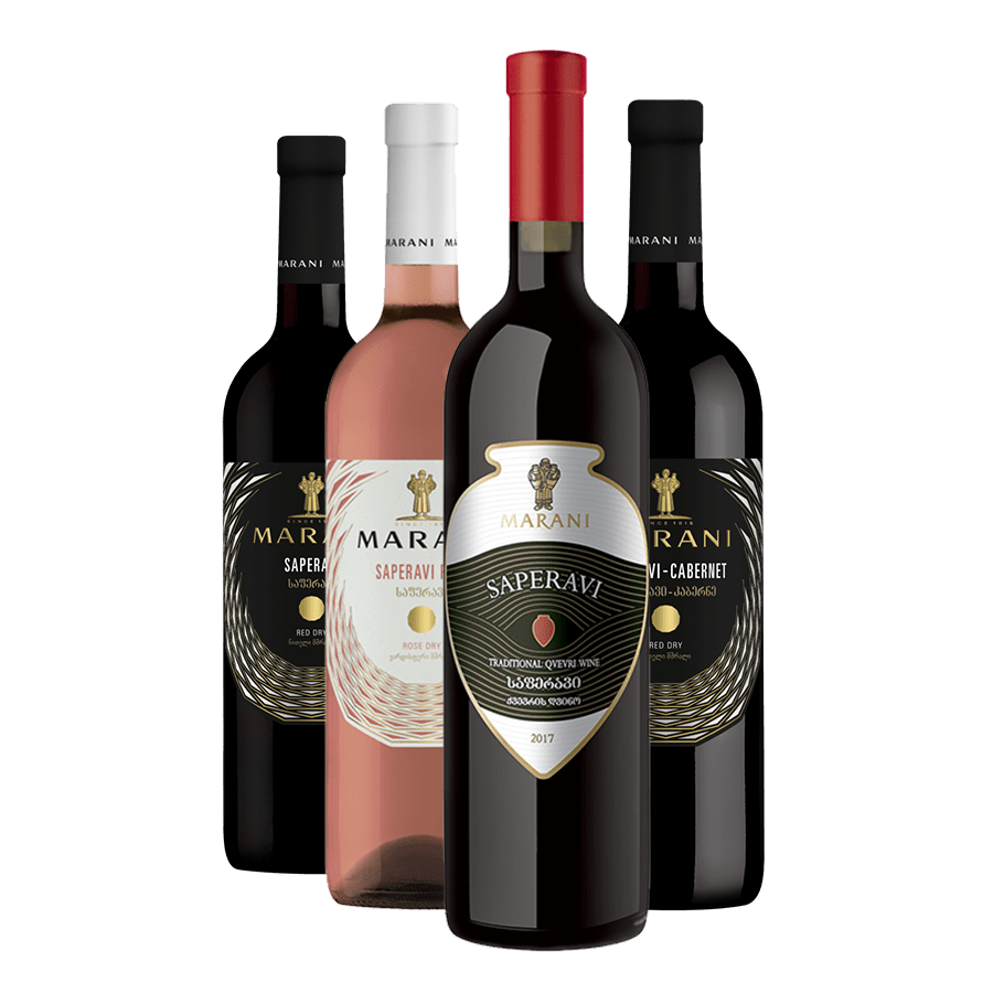 Un délicieux ensemble de vins géorgiens Saperavi