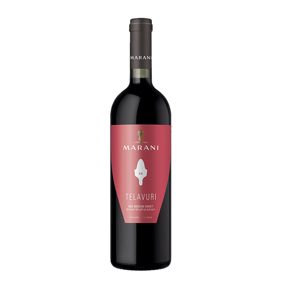 Marani TELAVURI lieblicher georgischer Rotwein – 0,75 l Marani Telavuri – Georgischer trockener Rotwein mit Aromen von Kirsche und Pflaume, weichen Tanninen und authentischem Charakter aus Telavi in der Region Kachetien. Vin rouge géorgien Telavuri