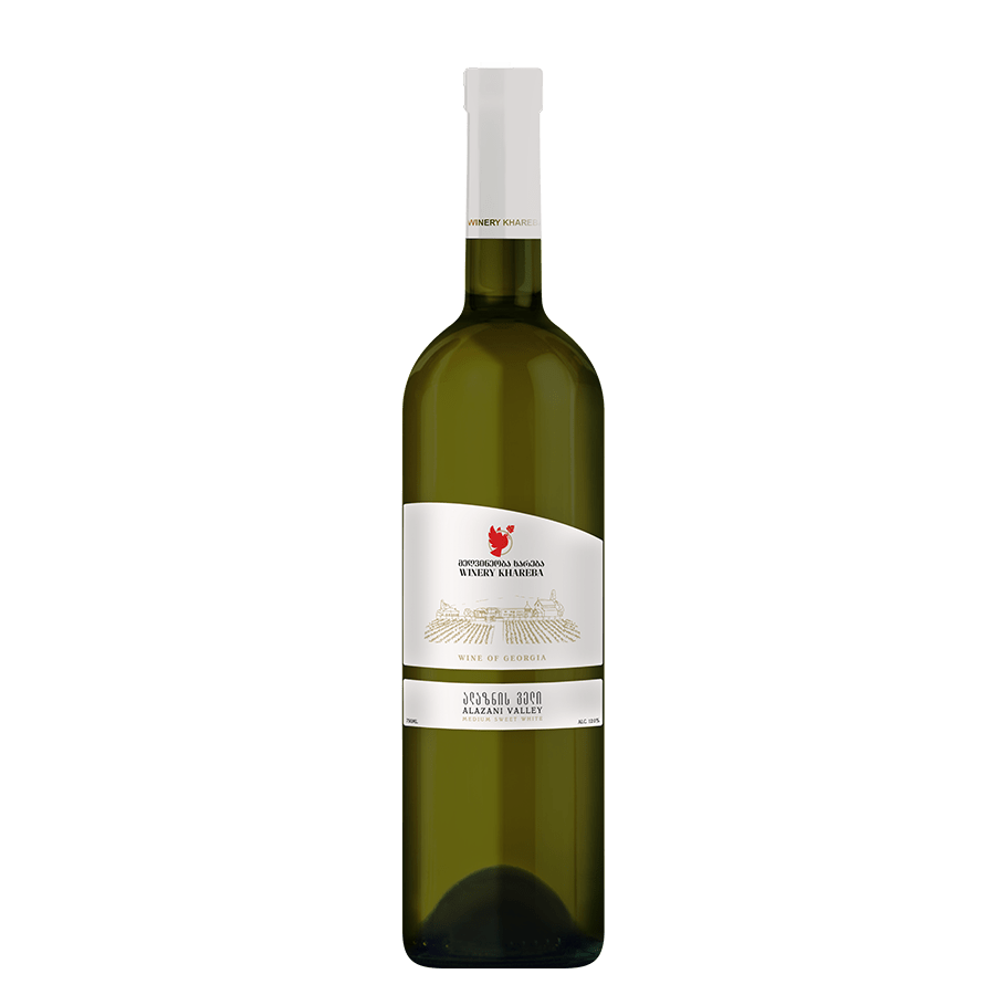 Khareba ALAZANI VALLEY lieblicher georgischer Weißwein – 0,75 l Khareba Alazani Valley ist ein halbsüßer Weißwein aus Georgien mit einer zarten strohgelben Farbe und einem frischen, fruchtigen Aroma. Seine harmonische Süße und leichte Säure machen ihn zu einer idealen Wahl für Desserts und Obstsalate. Khareba alazani Valley vin blanc semi-doux de Géorgie