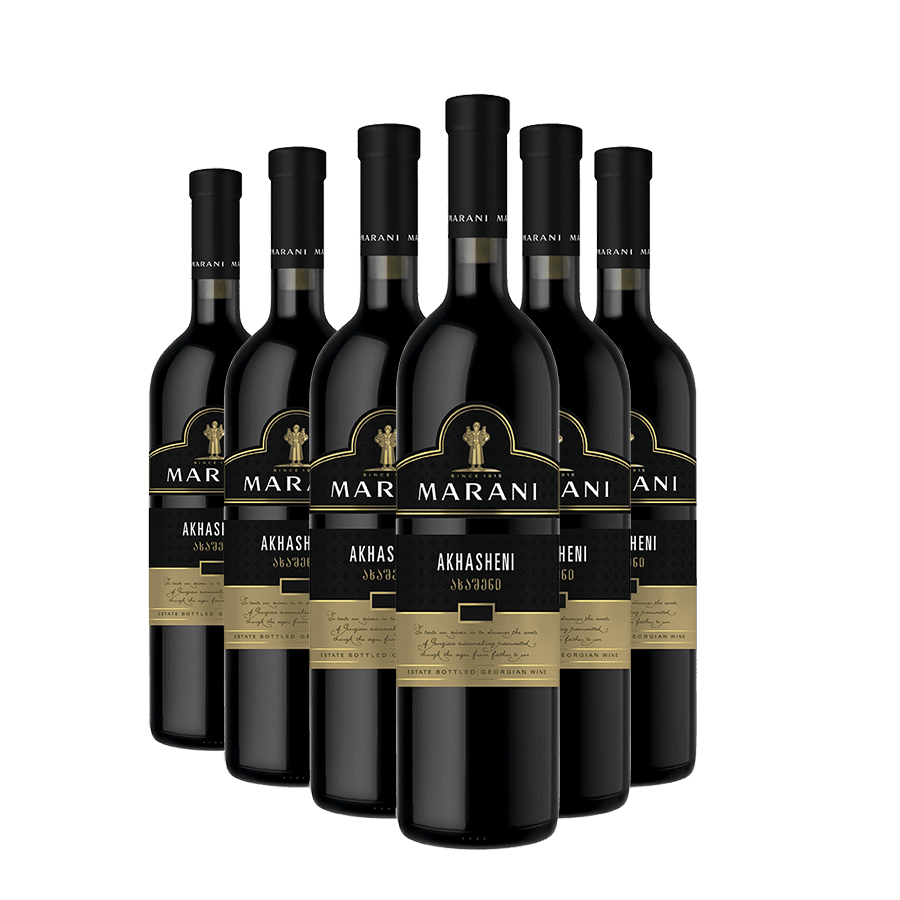 6× AKHASHENI lieblicher georgischer Rotwein Akhasheni Roter Halbtrockener Wein. Ein geschmeidiger georgischer Saperavi mit reifen Fruchtaromen, Kakaonoten und einer perfekten Ergänzung zu Fleisch, Käse und Desserts. Vin géorgien akhasheni