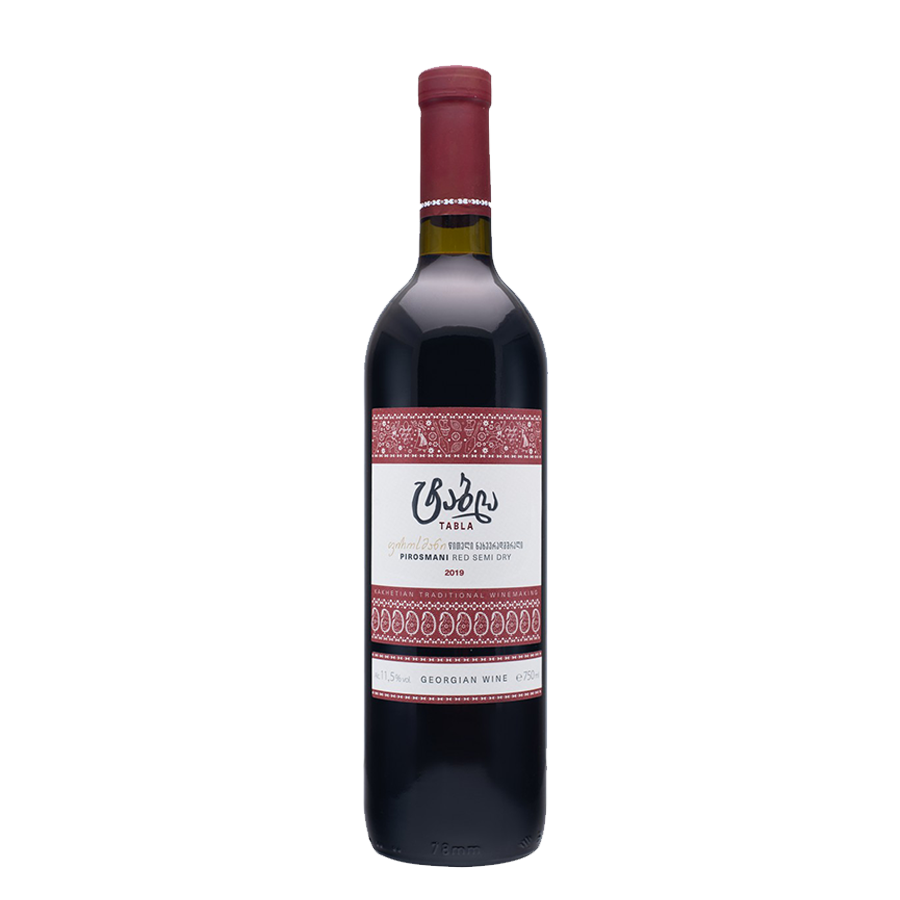 Tabla SAPERAVI+MUSCAT (Pirosmani) Rotwein, halbtrocken – 0,75 l Tabla Saperavi + Muscat (Pirosmani) Roter halbtrockener Wein – Georgische Cuvée mit Kirsch- und Blumenaromen, geschmeidiger Textur und einem einzigartigen halbtrockenen Stil. Tabla vin géorgien rouge demi-sec Pirosmani