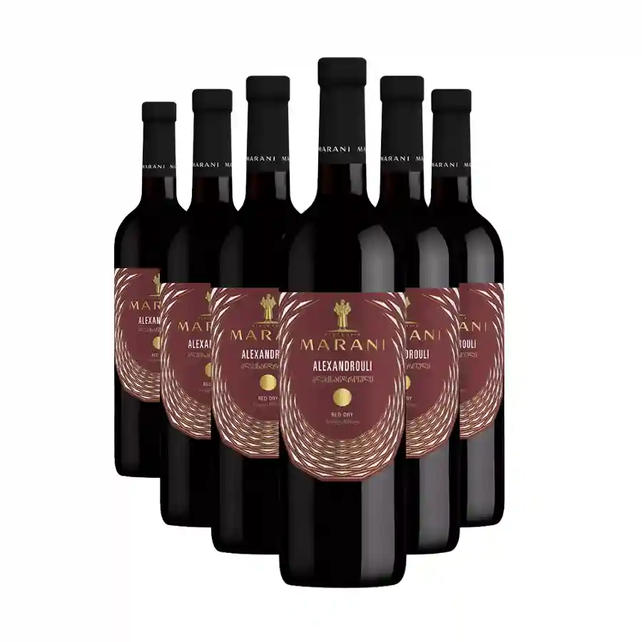6x Marani ALEXANDROULI lieblicher Rotwein Sechs Flaschen halbsüßer Rotwein aus der sortenreinen Rebsorte Alexandrouli, einer der beiden Sorten, aus denen die berühmte Khvanchkara besteht. Der niedrige Alkoholgehalt lässt die natürlichen Zucker und das reiche Fruchtprofil zur Geltung kommen. 6x Marani ALEXANDROULI lieblicher Rotwein