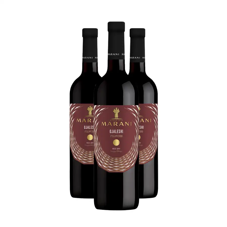 3x Marani OJALESHI lieblicher Rotwein Drei Flaschen Ojaleshi – ein seltener halbsüßer Wein aus den abgelegenen Weinbergen von Ratscha-Letschchumi in einem kleineren Format für den ersten Kontakt mit seinem zarten Charakter. 3x Marani OJALESHI lieblicher Rotwein