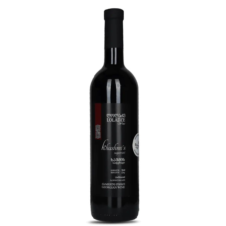 Loladze SAPERAVI KHASHMI Rotwein trocken – 2023 – 0,75 l Der volle und ausdrucksstarke Saperavi Khashmi vom Familienweingut Loladze ist ein Naturwein aus der Mikrozone Khashmi in Kachetien. Tiefe Rubinfarbe, Noten von Brombeere, Pflaume und Gewürzen, ein langer, eleganter Abgang und der authentische Charakter georgischen Terroirs. Loladze SAPERAVI KHASHMI Rotwein trocken – 2023 – 0,75 l