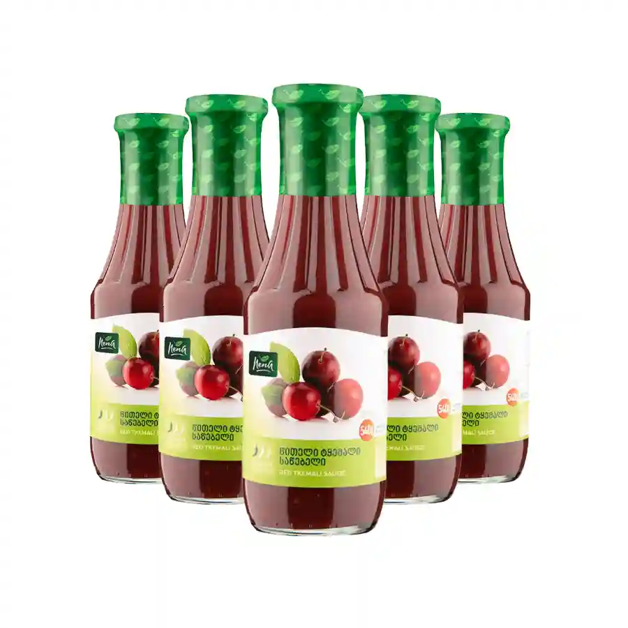 5x Nena – Tkemali Rot Fünf Flaschen der beliebten georgischen Pflaumensoße Nena Tkemali Rot, je 540 ml – ein guter Vorrat für viele Monate. 5x Nena – Tkemali Rot