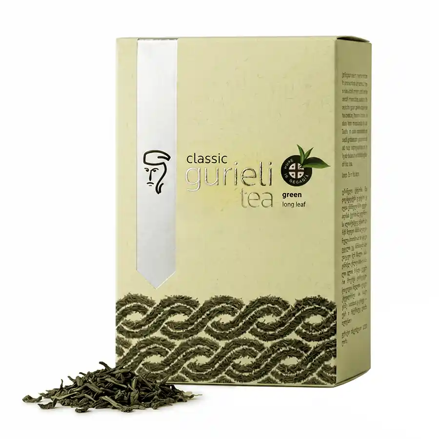 Gurieli Classic georgischer grüner Tee lose – 100 g Premium-georgischer grüner Tee Gurieli Classic (lose Blätter). Handgepflückt in der Region Guria, schonend mit Dampf verarbeitet für maximale Frische und einen reinen Geschmack. Gurieli Classic georgischer grüner Tee lose – 100 g
